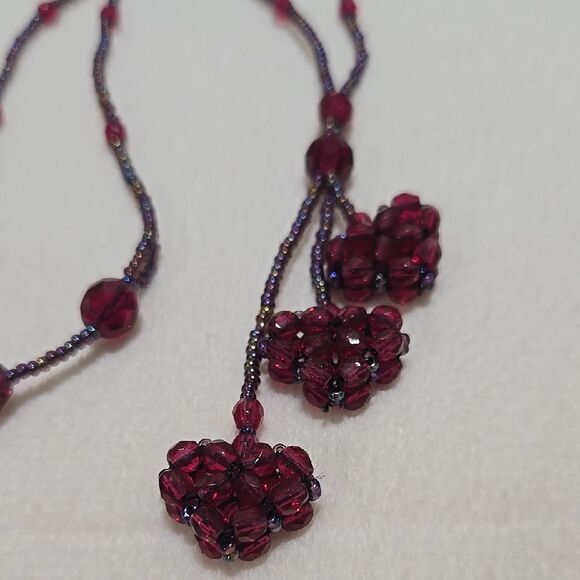 Beaded Necklace in Deep Red - Picture 3 of 6